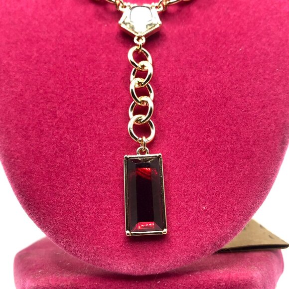 Uncas International Gold-Tone Necklace with White & Red Stones - Picture 4 of 6